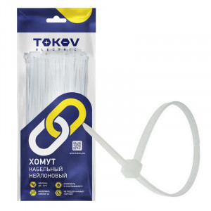Хомут кабельный нейлоновый бел. 2.5х150 (уп.100шт) TKE-HNS-2.5-150-W/100