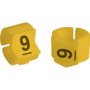 brd333409, SCNG-23-9 клипсы жёлтые, 50шт/упак, для провода 5,9-8,5мм диаметра, легенда 9