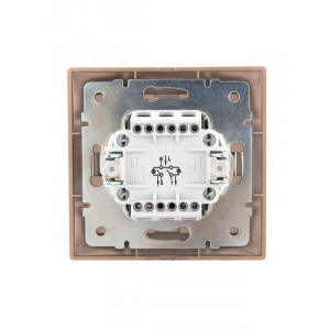 Выключатель 2-кл. СП Mira 10А IP20 с подсветкой со вставкой свет. корич. перламутр. 701-3131-112