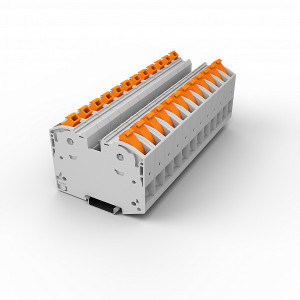 Проходная клемма UPT-35-GY, Проходная клемма, тип фиксации провода: Push-in, номинальное сечение: 35 мм кв., 125A, 1000V, ширина: 16,2 мм, цвет: серый, тип монтажа: DIN35