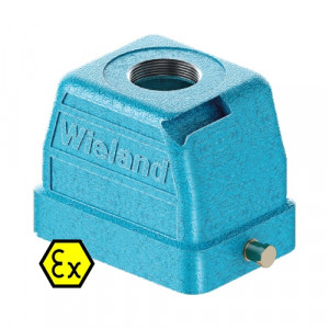 Крышка разъема Ex EX GOT GI 6 M20 09IA Z1, Крышка разъема на кабель, типоразмер 6B, взрывозащита, без уплотнителя, 1 отверстие с резьбой для кабельных вводов M20x1,5, с верхним расположением, без защелки (упоры под одну защелку), материал корпуса: цинковый сплав