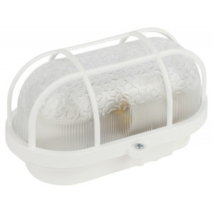 Светильник НБП 01-60-002 с решеткой Евро пластик/стекло IP53 E27 max 60Вт 184х115х90 овал белый Б0052015