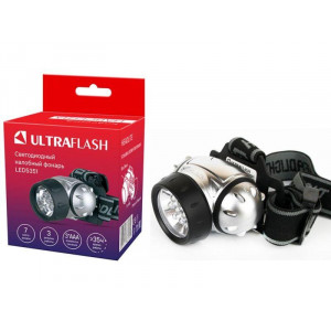 Фонарь налобный LED 5351 7LED 3 режима 3хR03 металлик 10260