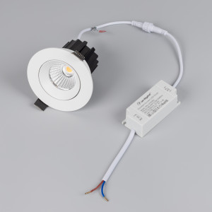 Светильник MS-ATOLL-BUILT-TURN-R94-10W Warm3000 (WH, 60 deg, 230V) 044603, Встраиваемый поворотный светильник даунлайт. Мощность 10 Вт, св. поток 750 лм, 75 лм/Вт, теплый 3000 K, CRI>90, угол 60°, напряжение питания 230 В. Белый круглый корпус из алюминия, экран PMMA, степень защиты IP54. Размер: диаметр 94 мм, высота 80 мм. Мон