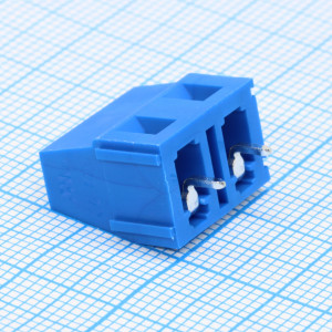 GT128-7.5-02P-12-00, Винтовой клеммный блок c рельефной обоймой, 2 контакта шаг 7.5мм синий
