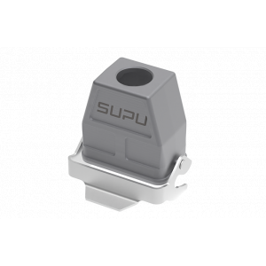 Крышка разъема S10B-CCH-1L.M-M32, Крышка разъема на кабель, типоразмер 10B, высокое исполнение, с уплотнителем, 1 отверстие с резьбой для кабельных вводов M32x1,5, с верхним расположением, с одной защелкой, материал корпуса: алюминиевый сплав