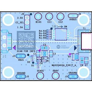 MAX20463AEVKIT#, Средства разработки интерфейсов Evaluation Kit for USB Type-A to Type-C Port Converter with Protection