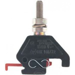 Болтовая клемма BK M10/32, Болтовая клемма, М10, 1 точка подключения, тип фиксации провода: болтовой, 265A, 1000V, ширина: 32 мм, цвет: серый, тип монтажа: G-рейка