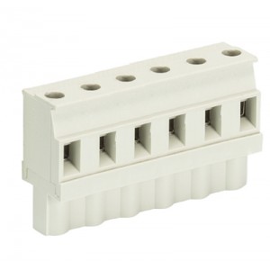 Розетка Wiecon 8413 B / 6 VL, Розеточный разъем, прямой, на кабель, шаг: 7.62 мм, 6 полюсов, фиксация провода винтовая, исполнение: без маркировки, 690V, 12А, цвет: серый