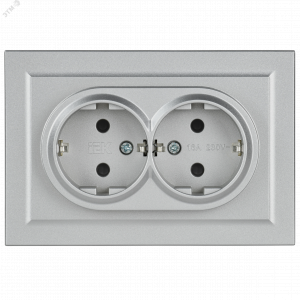 Розетка 2-м СП BRITE РСш12-3-БрА 16А в сборе с заземл. защ. шторки алюм. BR-R24-16-K47-F