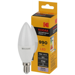 Лампочка светодиодная Kodak LED KODAK B35-11W-865-E14 E14 / Е14 11Вт свеча холодный дневной свет(кр.1шт) [Б0057631]