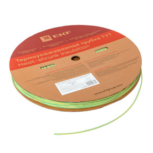 Термоусаживаемая трубка ТУТ нг 2/1 жел-зел рулон PROxima tut-2-yg