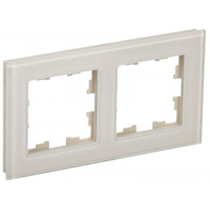 Рамка 2-м BRITE РУ-2-2-БрВа стекло ванильн. BR-M22-G-K10