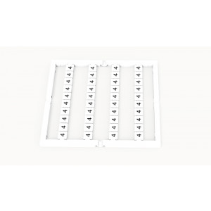 Маркировка (в кассетах) ZW5-40P-19-37Z(H), Кассета с маркировочными шильдиками, для клемм сечением 2,5 мм.кв., верхняя, 40 шильдиков, нанесенные символы: 4, с вертикальным расположением, размер шильдика: 4.5 x 4.9 мм, цвет: белый