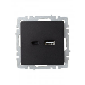 Розетка BRITE USB A+C 18Вт РЮ11-1-БрЧ черн. BR-U22-018-K02
