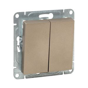 Механизм выключателя, двухклавишный, проходной, шампань Эпика EKF UP1-SWC-21