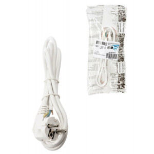 Шнур сетевой с вилкой ПВСмб 3x0,75мм2 1,5м с/з белый Народный SQ1305-0575