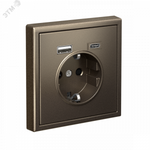 ARTGALLERY розетка 16А с 2 USB A+C, 5В/2,4А/3,0А, 2х5В/1,5А, механизм, мокко GAL000632