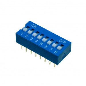 L-KLS7-DS-08-B-00, DIP-переключатель 8 групп синий монтаж в отверстие шаг 2.54мм 0.025А 24В с выступающим движком