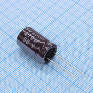 SG050M471I21TKKKS00R, Конденсатор алюминиевый электролитический 470мкФ 50В ±20% (13х21мм) радиальный 5мм 0.027Ом 2050мА 5000час 105°C россыпь