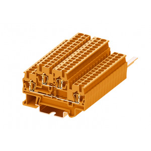 Этажная клемма TCD2.5-2-OG, Этажная клемма, 2 этажа, тип фиксации провода: пружинный, номинальное сечение: 2,5 мм кв., 22A, 500V, ширина: 5,2 мм, цвет: оранжевый, тип монтажа: DIN35