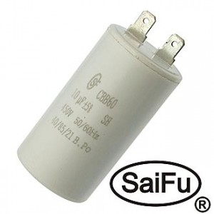 CBB60  10UF  450V (SAIFU), Пусковой конденсатор SAIFU CBB60, 10 мкФ, 450 В