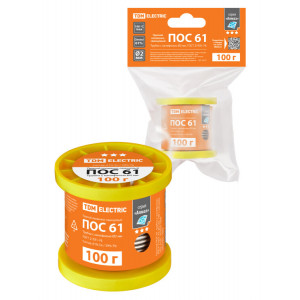 Припой ПОС 61, трубка с канифолью, ГОСТ 21931-76, 2 мм, 100 г, катушка, инд. упак., "Алмаз" SQ1025-1803