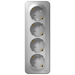 Розетка 4-м ОП Blanca 16А IP20 250В с заземл. защ. шторки с изолир. пластиной алюм. SE BLNRA011413