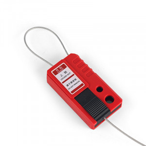 gwrL42CBL0.3, Блокиратор тросовый, стальной трос в ПВХ-оболочке, материал зажима – нейлон, длина троса – 0.3 м, диаметр троса – 1.5 мм, цвет – красный, 1 шт/упак