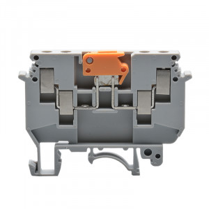 Клемма с размыкателем JUT1-4/2-2K-GY, Клемма с ножевым размыкателем, 4 точки подключения, тип фиксации провода: винтовой, номинальное сечение: 4 мм кв., 16A, 690V, ширина: 6,2 мм, цвет: серый, тип монтажа: DIN35