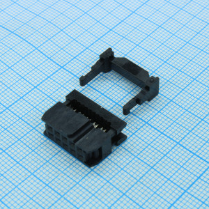 IDC-10F, IDC разъем, розетка на плоский шлейф 10pin(2x5), шаг 2.54мм