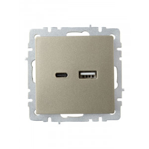 Розетка BRITE USB A+C 18Вт РЮ11-1-БрШ шампань BR-U22-018-K37