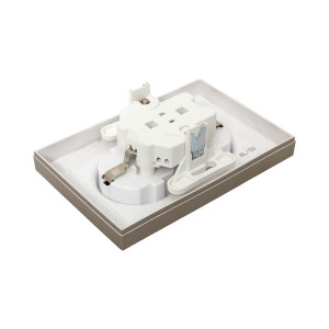 Механизм розетки двойной, 16А, с заземлением, без шторок, с рамкой, шампань Эпика EKF UP1-SOC-210