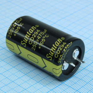 TS13DR2E471MSB0D0R, Конденсатор алюминиевый электролитический 250В  470мкФ ±20%, 25*40 P:10мм защелкиваемые выводы 1200мА 2000ч -25…+105°С