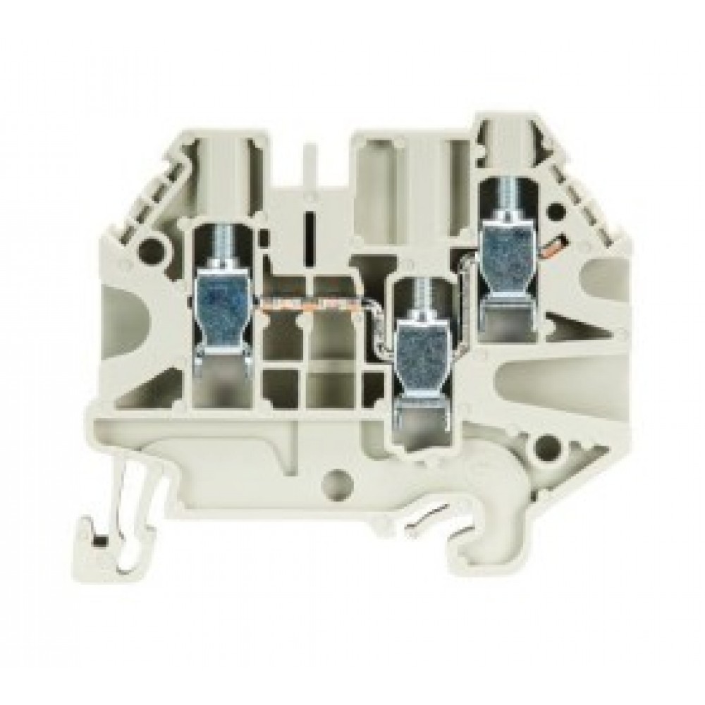 Изображение товара Проходная клемма WT 4 D1/2 с винтовой фиксацией, 3 точки подключения, 4 мм кв., 32А, 500В