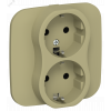 FLITE Розетка 2-местная с заземлением без защитных шторок безвинтовое крепление 16А в сборе РС12-1-А-ФлО оливковый IEK FI-R21A-16-1-K26