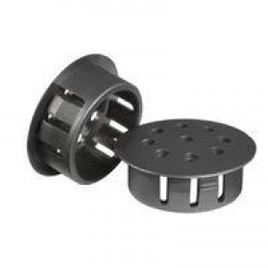 62MP1000V, Арматура для кабелепроводов и принадлежности Vent Plug, Snap In, 1.000 in Hole, .125 Max Panel, Black,HS Nylon,500 Per Bag,.453 Thick,1.215 OD