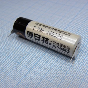 ER14505H/3PT, Li, SOCl2 батарея типоразмера AA, 3.6 В, 2.6 Ач, на плату, -55...85 °C