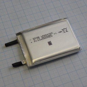LP884765, Li, Pol аккумулятор типоразмера призма, 3.7В, 3Ач, , провода приваренные к выводам, -20...60 °C