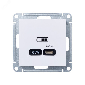 ATLASDESIGN USB РОЗЕТКА тип-C 65W высокоскор.заряд. QC, PD, механизм, БЕЛЫЙ ATN000127
