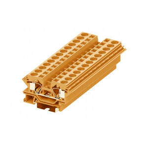 Проходная клемма 210912, Проходная клемма, тип фиксации провода: пружинный, номинальное сечение: 10 мм кв., 57A, 800V, ширина: 10 мм, цвет: оранжевый, тип монтажа: DIN35