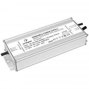 Блок питания ARPV-UH24320A-PFC-DALI2-PH (24V, 13.3A, 320W) 025654(2), Диммируемый источник напряжения по протоколу DALI2.0 с гальванической развязкой для светодиодных изделий. Входное напряжение 120-240 VAC. Выходные параметры: 24 В, 13.3 А, 320 Вт. Встроенный PFC >0.95. Герметичный алюминиевый корпус IP 67.