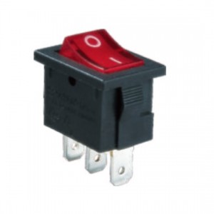 RK2-16 1X1 B/R"0-", Выключатель клавишный ON-OFF без подсветки цвет корпуса (черный) цвет кнопки (красный)