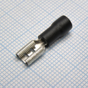 FDD1.25-187(8)  Black, наконечник кабельный ножевой (гнездо) с изоляцией 0.8х4.75мм, сеч. пров. 0.5-1.5мм2