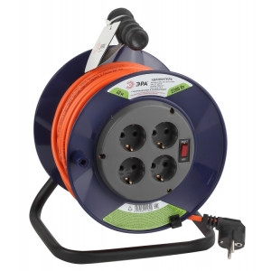 Удлинитель силовой RPx-4es-3х1.0-40m на пластиковой катушке c заземлением 4 розетки 40м ПВС 3х1мм2 Б0043055
