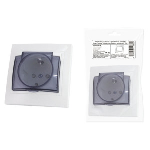 Розетка 2П+З с защ. шт. и крышкой 16А 250В IP44 белая "Таймыр" (пром. упак., бакелит. основание) SQ1814-0519
