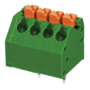 TBL002A-350-04GR-2OR, Фиксированные клеммные колодки Terminal block, screwless, 3.50, 45 , 4 poles, green w orange tab