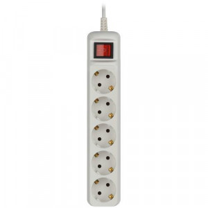 Удлинитель 5х3м с заземл. 10А IP20 UX-5es-3m ПВС 3х0.75 с выкл. Б0035757