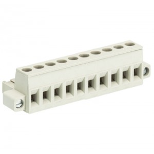 Розеточный разъем на кабель 8213 B/10 F OB, Розеточный разъем, угловой, на кабель, шаг: 5.08 мм, 10 полюсов, фиксация провода винтовая, исполнение: с монтажными фланцами, без маркировки, 400V, 12А, цвет: серый