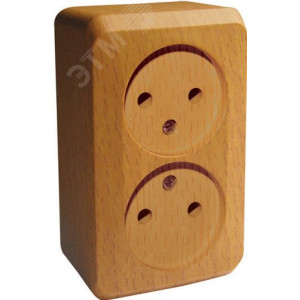 Розетка 2-м ОП Этюд Дача 16А IP20 250В без заземл. без защ. шторок бук SE PA16-005T